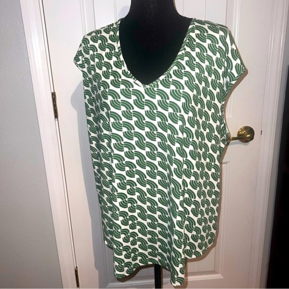 Jules & Leopold - Top - Green and White - Size 2x
